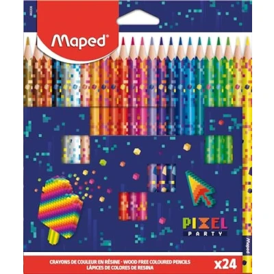 Abbildung von Maped Buntstifte Pixel Party aus Harz Kinder strapazierfähige Mine ergonomische Dreiecksform Box mit 24 Malstiften