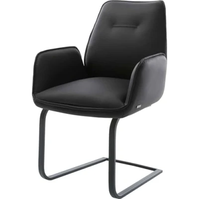 Abbildung von Schwingstuhl Zoa Flex Echt Leder Schwarz Freischwinger flach