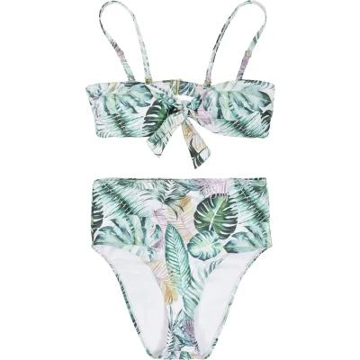 Abbildung von Urban Classics Damen TB4110 Ladies High Waist Pattern Bikini Set, Leaf White, XL