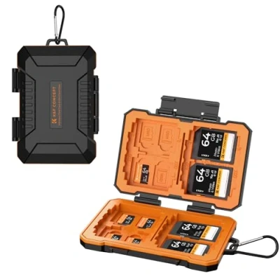 Abbildung von K&amp;F CONCEPT Schutzhülle für Speicherkarten mit 29 Kartenfächern, wasserfest und stoßfest, 12 Micro SD Karten, 8 4X CF/XQD, 2 Nano SIM