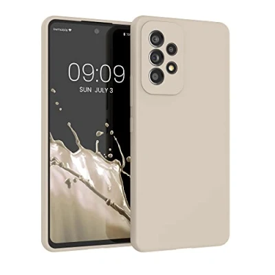 Abbildung von kwmobile Hülle kompatibel mit Samsung Galaxy A53 5G Silikon Handy Case Handyhülle weiche Oberfläche kabelloses Laden Creme matt
