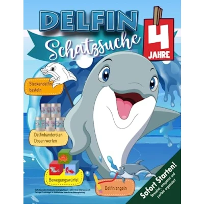 Abbildung von Delfin Meerestiere Schatzsuche Kindergeburtstag 4 6 Jahre: Ozean Unterwasserwelt Partyspiel Schnitzeljagd für Delfinliebhaber*innen den Meeresgeburtstag. (Bravo Schatzsuche)