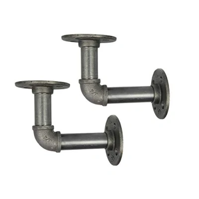 Abbildung von Natural Goods Berlin 2X Regalhalterung Schöneberg 3/4 Zoll Eisen Rohr Regalhalter, Pipe Regalträger Vintage, Industrial Wandregal L Form (für 18 24cm Regalbretter, Industrial)