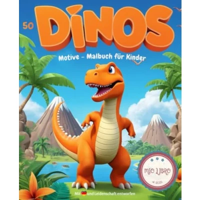 Abbildung von 50 DINOS Motive Malbuch für Kinder: Dinosaurier Malheft 3 8 Jahre T Rex Triceratops Velociraptor uvm. zum ausmalen und kreativ sein