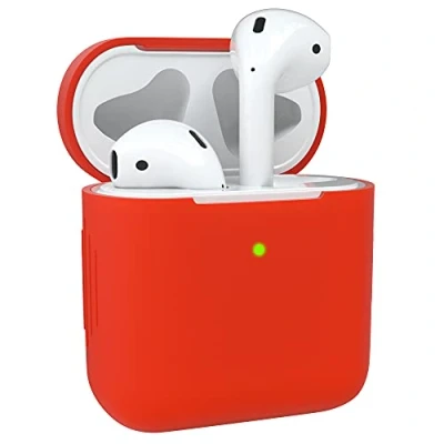 Abbildung von EAZY Case Schutzhülle für AirPods 1 &amp; 2 Hülle Rot Silikon Stoßfest mit Deckel Schutz Antikratz Etui Cover rutschfeste Silikonhülle Airpod Pro 1. / 2. Generation Silikoncase in