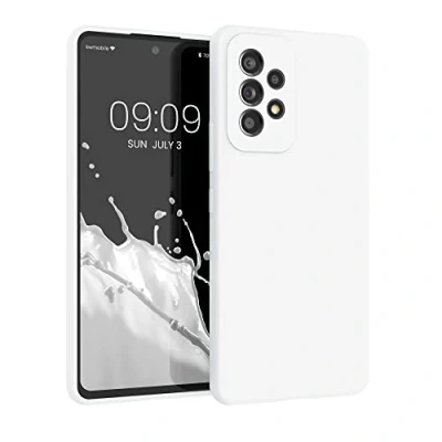 Abbildung von kwmobile Hülle kompatibel mit Samsung Galaxy A53 5G Silikon Handy Case Handyhülle weiche Oberfläche kabelloses Laden Weiß matt
