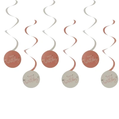 Abbildung von Folat 68706 Geburtstag Dekoration Rosa, Creme, Champagner Gold Hängdekoration Crème Rose 6 Stück Eine raffinierte, Junge und lebendige Geburtstagsdeko Happy Birthday für Frauen Mädchen