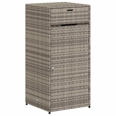Abbildung von vidaXL Gartenschrank, Geräteschrank mit viel Stauraum, Beistellschrank Schrank Türen, Balkonschrank Terrassenschrank, Grau Poly Rattan