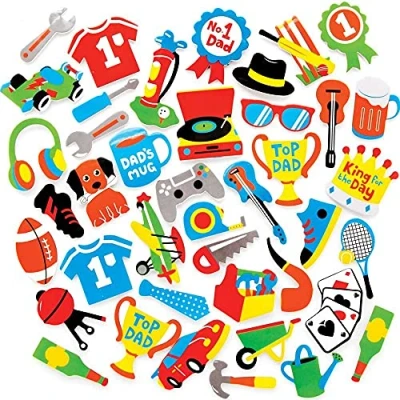 Abbildung von Baker Ross FE553 Schaumstoffaufkleber zum Vatertag, Kinderaufkleber, ideal für Kunst und Bastelprojekte von Kindern, Kartengestaltung Scrapbooking, 200 Stück
