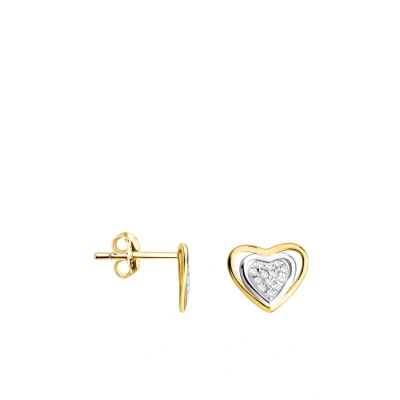 Abbildung von SOFIA MILANI Damen Ohrringe 925 Silber vergoldet/bicolor &amp; mit Zirkonia Steinen Herz Ohrstecker E2521