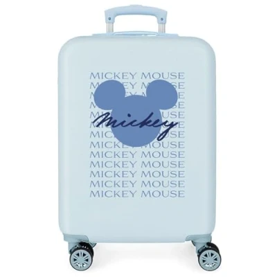 Abbildung von Disney Have a Good Time Mickey Signature Kabinenkoffer, Blau, 38 x 55 20 cm, starres ABS, seitlicher Kombinationsverschluss, 35 l, 2 kg, 4 Doppelrollen, Handgepäck