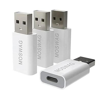 Abbildung von MOSWAG 4 Packs USB C auf Adapter Stecker Buchse Kompatibel mit Mag Safe Ladegerät,i Mac,Mac Book Pro,Mac Book,Laptops,PC,Computer und mehr