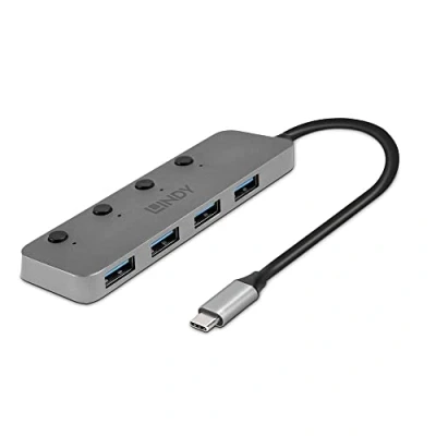 Abbildung von LINDY 43383 4 Port USB 3.2 Gen 1 Typ C Hub mit Ein /Ausschalter