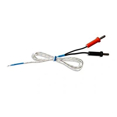 Abbildung von PeakTech Thermoelement/ Temperaturfühler mit 4mm Bananenstecker für Multimeter und Thermometer; 40 C bis 204 C; Typ K; 1M Gesamtlänge bei 2mm Durchmesser 1mm Messperle, 1 Stück, TF 56