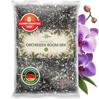 Abbildung von ORAGARDEN Orchideen Mix 8 Komponenten Blumenerde für Zimmerpflanzen und Garten 1L Orchideenerde Substrat Pflanzen, Palmen, Blumen
