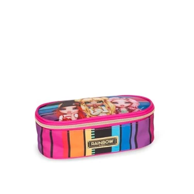 Abbildung von Franco Cosimo Panini Rainbow High Federmäppchen für die Schule, offizielles High, Mädchen, oval mit Innentasche, Trennwand elastischen Schlaufen und praktischem