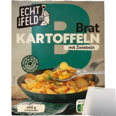 Abbildung von Echt vom Feld Bratkartoffeln mit Zwiebeln (400g Packung) + usy Block