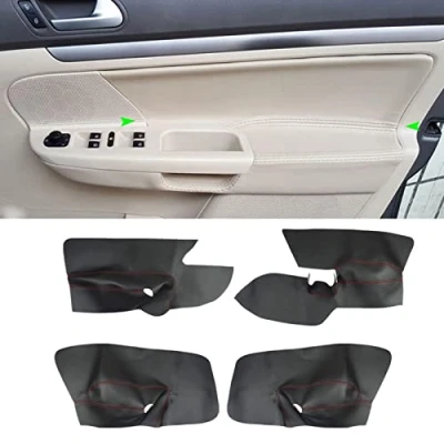 Abbildung von JEZOE Weiches Leder Auto Türverkleidung Aufkleber Trim Tür Armlehne Abdeckung, passend für VW Golf 5 Jetta 20052008 2009