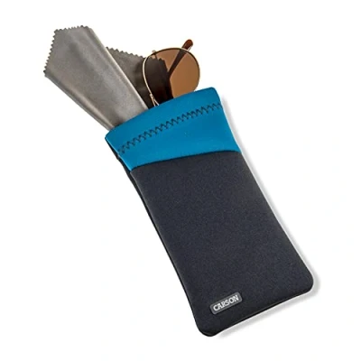 Abbildung von Carson Unisex Erwachsene Eyeglass Pouch with Built in Microfiber Cloth Brillenetui, blau, Medium