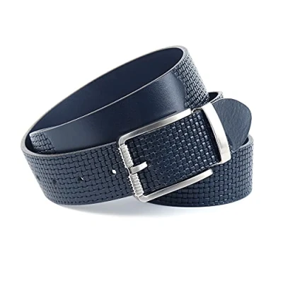 Abbildung von Anthoni Crown Unisex Ledergürtel BLU2P4580 Gürtel, Dunkelblau, 85