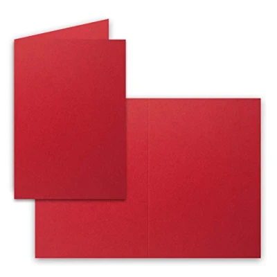 Abbildung von 25 Faltkarten B6 Rosen Rot Blanko Doppel Karten 12 x 17 cm sehr formstabil für Drucker geeignet Serie: FarbenFroh