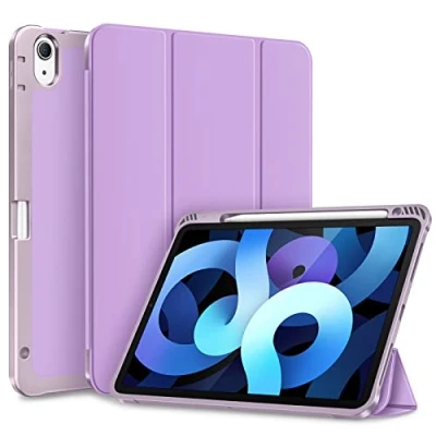 Abbildung von Fintie Hülle für iPad Air 11 Zoll M2 (2024), 5. Generation (2022) / 4. Gen 10,9 mit Stifthalter, Soft TPU Rückseite Abdeckung Schutzhülle Intelligent Case, Lavendel