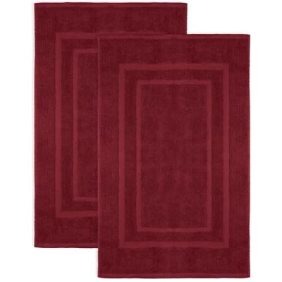 Abbildung von NatureMark Badematte 800gsm, strapazierfähig, Baumwolle, rechteckig, 2 tlg., Duschmatte Duschvorleger, Premium Qualität, 50x80cm, Bordeaux rot