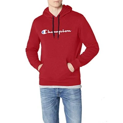 Abbildung von Champion Herren Classic Logo Hooded Sweatshirt Kapuzenpullover, Rot, S