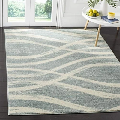 Abbildung von SAFAVIEH Distressed Teppich für Wohnzimmer, Esszimmer, Schlafzimmer Adirondack Collection, Kurzer Flor, Creme und Schiefer, 122 X 183 cm