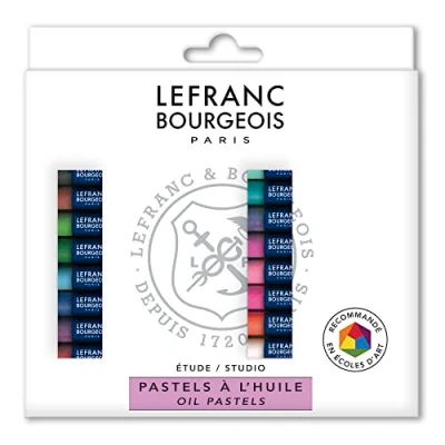 Abbildung von Lefranc Bourgeois 806310 Ölpastellkreide 24er Set, lebendige lichtechte Farben, intensiv &amp; wasserfest mit geschmeidiger Textur Ideal für Künstler, Hobbymaler, Kinder, Schule, Kunstunterricht