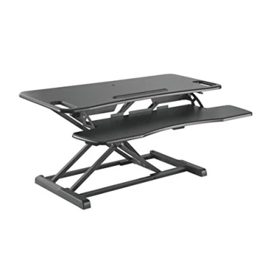 Abbildung von HALTERUNGSPROFI Steh Sitz Schreibtisch Sit Stand Workstation Höhenverstellbarer Aufsatz für den Schreibtisch, zum Arbeiten im Sitzen oder Stehen mit Gasdruckfeder GTS 012 (95cm)