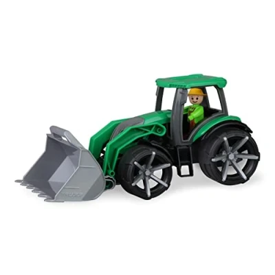 Abbildung von Lena 04537 TRUXX² Traktor mit Frontschaufel, Nutzfahrzeug ca. 34 cm, robuster Trecker Schaufel und vollbeweglicher Spielfigur, für Kinder ab 2 Jahre, Spielfahrzeug grün/schwarz