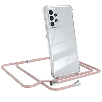 Abbildung von EAZY CASE Handykette kompatibel mit Samsung Galaxy A23 (5G) Handyhülle Umhängeband, Handykordel Schutzhülle, Silikonhülle, Hülle Band, Stylische Kette für Smartphone, Rosé Gold