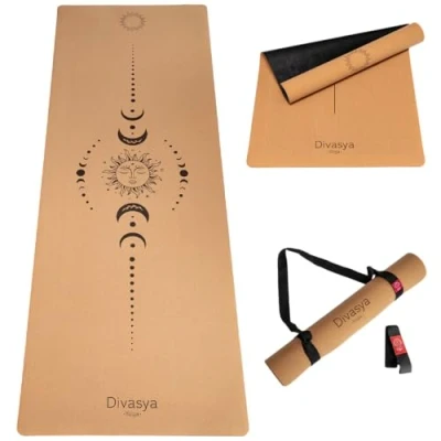 Abbildung von Kork Yogamatte aus &amp; Naturkautschuk. in 6 Yoga Designs