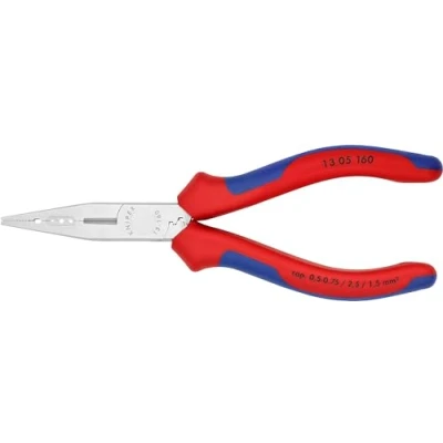 Abbildung von Knipex 13 05 160, Nåletang, Krom vanadium stål, Plast, Blå, Rød, 16 cm, 139 g