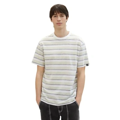 Abbildung von Tom Tailor Denim Herren Relaxed Fit Streifen T Shirt aus Baumwolle, 34980 Green Multi Stripe, L