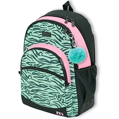 Abbildung von OFITURIA Schulrucksack für Mädchen, Rucksack anpassbar an Trolley, großes Fassungsvermögen und doppelter Reißverschluss, mit Laptopfach, Vordertasche Seitentasche (TRIBE)