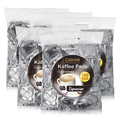 Abbildung von 5x Cafeclub Espresso Kaffeepads Megabeutel je 100 stk. dunkle Röstung einzeln verpackt