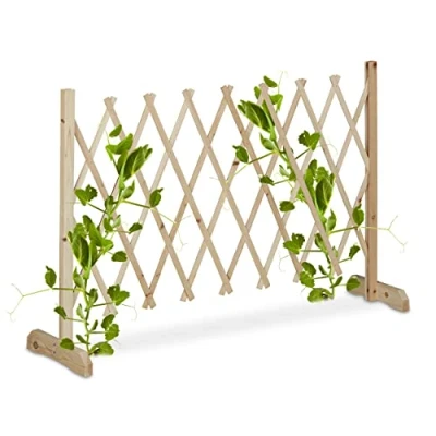 Abbildung von Relaxdays Rankgitter Holz, ausziehbar bis 180 cm, Rankhilfe Kletterpflanzen, Scherengitter freistehend, Garten, Natur