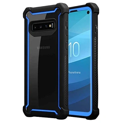 Abbildung von Cadorabo Hülle kompatibel mit Samsung Galaxy S10 4G Schutzhülle TPU Silikon Case Outdoor Hybrid Design Anti Rutsch Slim Kratzfest Weiche Gummi Rundumschutz für in Schwarz