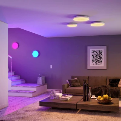 Abbildung von Paulmann 79899 LED Panel Velora Smart Home Zigbee 300mm rund incl. 1x16,5 W dimmbar RGBW Farbsteuerung Deckenleuchte 3000 K, Weiß