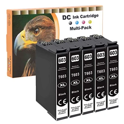 Abbildung von D&amp;C 5X Schwarz Druckerpatronen Kompatibel für Epson 603 XL Expression Home XP 2100 2105 3100 3105 4100 4105 4155 Workforce WF 2810DWF 2830DWF 2835DWF 2850DWF
