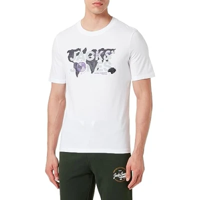 Abbildung von Jack &amp; Jones Jcodust CREW NECK NOOS Tshirt print, Herren, Größe: Large, White