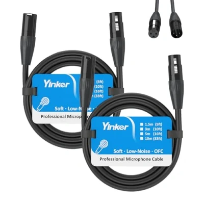 Abbildung von Yinker 2 Stücke XLR Kabel 1.5m Male zu Female, 3 Polig Mikrofonkabel Female für Audio und Sound Equipments