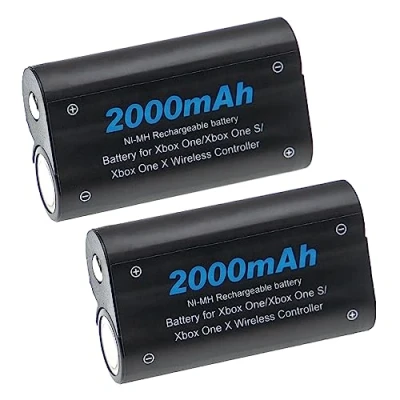 Abbildung von vhbw 2X Akku kompatibel mit Microsoft Xbox One, One S, X, Elite Controller (2000mAh, 2,4V, NiMH)