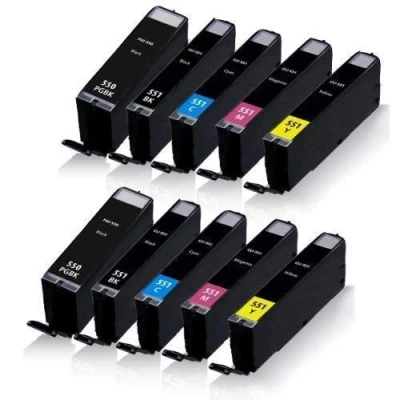 Abbildung von 10x Print Klex Tintenpatronen kompatibel für Canon Pixma IP7220 IP7240 IP7250 IP7270 MG5420 MG5440 MG5450 MG5470 MG5520 MG5550 PGI550 CLI551 PGI 550 CLI 551 Black Cyan Magenta Yellow