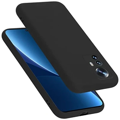 Abbildung von Cadorabo Hülle kompatibel mit Xiaomi 12 PRO Silikon Handyhülle für Case aus flüssigem Kratzfeste und stoßfeste dünne TPU Schutzhülle Liquid SCHWARZ