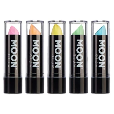 Abbildung von Moon Glow Neon UV Lippenstift, Pastellfarben, leuchtender neonfarbener leuchtet unter Strahlung (Orange, 5 Stück (1 Stück))