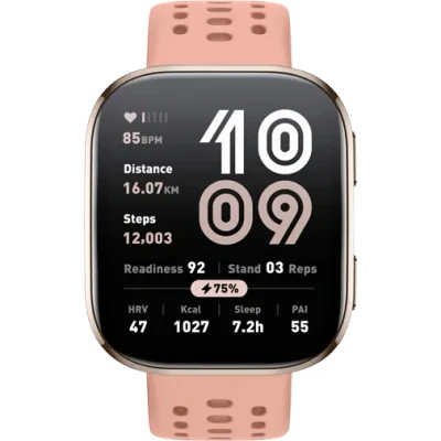 Abbildung von Amazfit Bip 6 Smart Watch 46mm, 14 Tage Akku, 1.97“ AMOLED, GPS &amp;kostenloses Kartenmaterial, AI, Bluetooth Anruf Textfunktion, Gesundheits, Fitness Schlaf Tracker, 140+ Trainingsmodi, 5 ATM, Blush