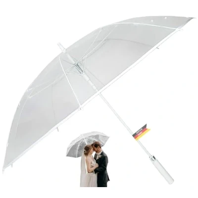 Abbildung von Montagsliebe® Stockschirm XXL Regenschirm transparent Hochzeit Partnerschirm Ø124cm groß durchsichtig